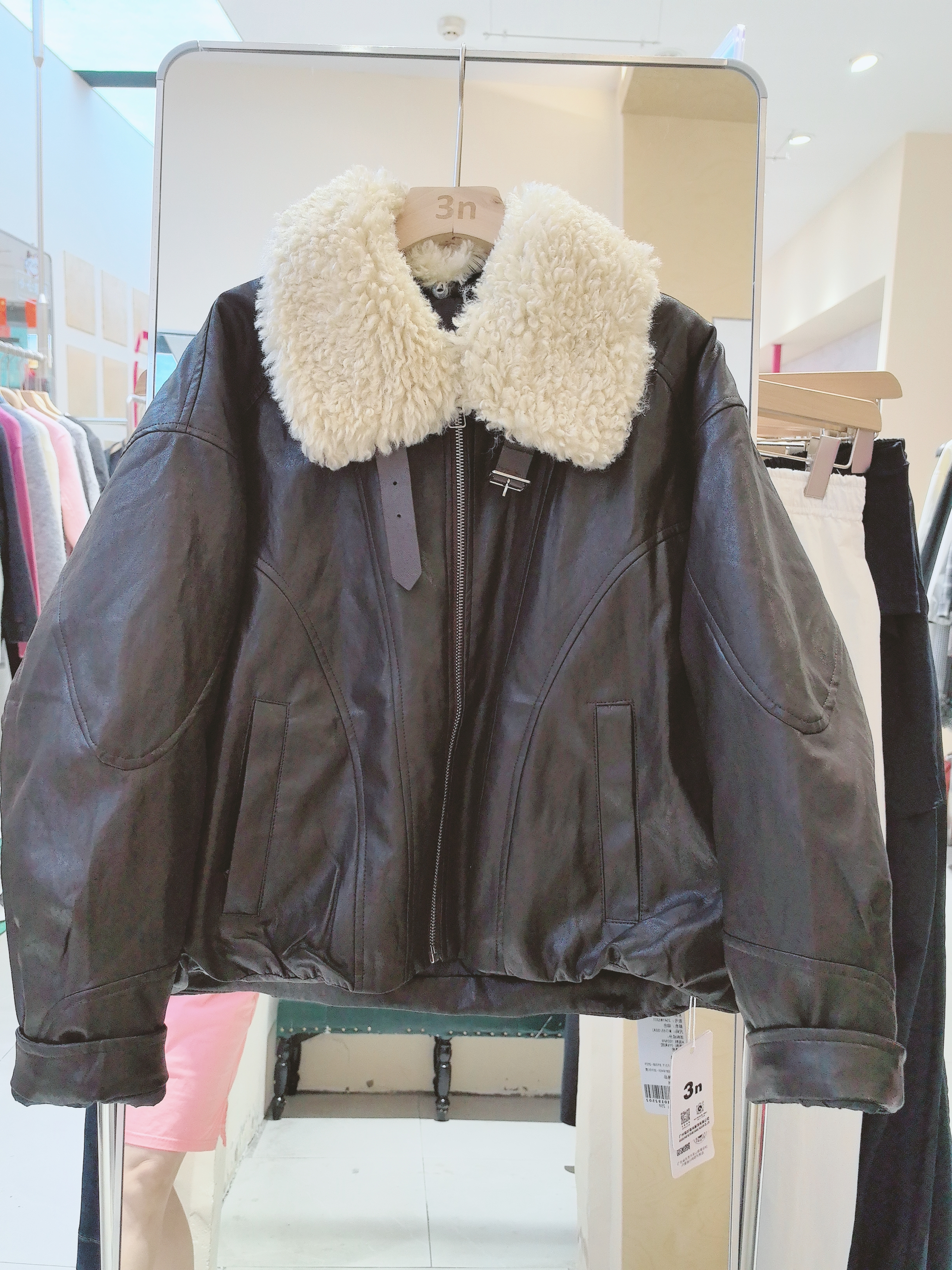 皮衣外套3NUX2025秋冬新款韩版简约百搭显瘦高品质休闲皮衣外套