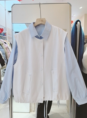 3NUX2026春新款韩版简约百搭显瘦高品质休闲马甲外套衬衣两件套