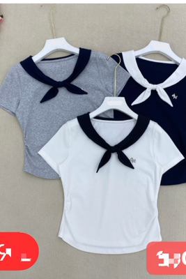 3NUX2026夏新款韩版简约百搭显瘦高品质休闲蝴蝶结短袖上衣