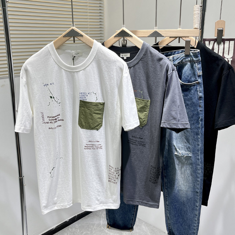 广州uus 极简创意时尚满印男士圆领短袖t恤 潮 g21527