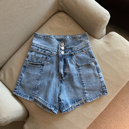 Real price high waist fashion Spice Girl irregular machine Cowboy SHORTS