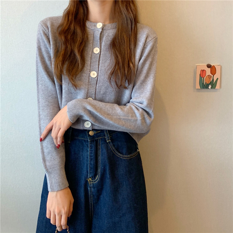 Real price real price autumn and winter thickened warm round neck knitted sweater coat