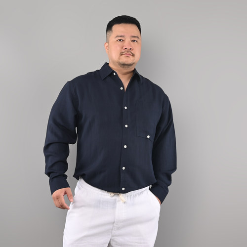 秋季精工高质莱赛尔亚麻休闲衬衫