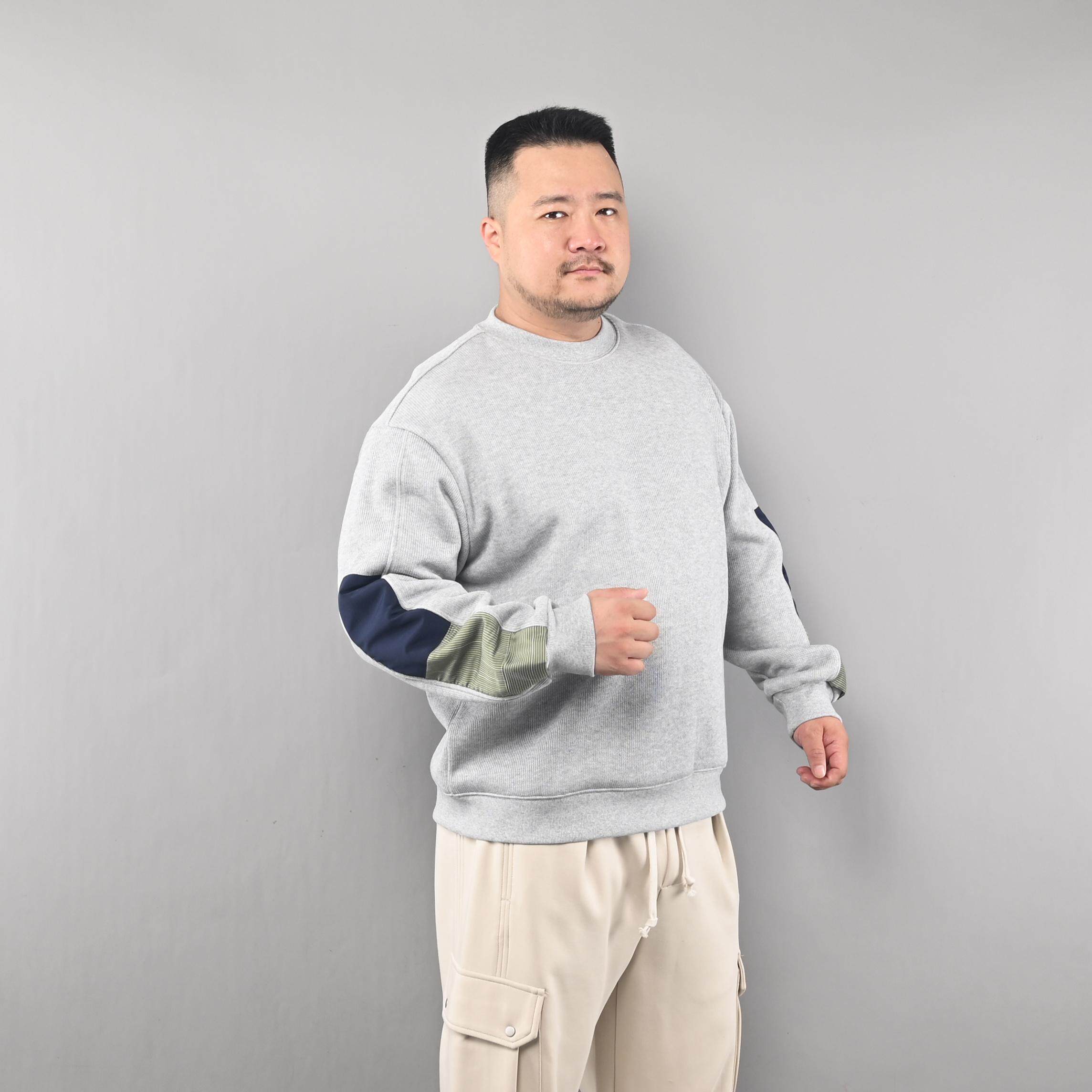 UM工作室精工创意高质钢铁侠肘部拼接撞色圆领套头加厚加绒卫衣