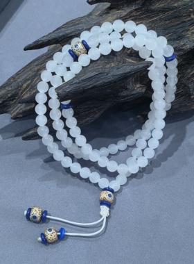 和田玉羊脂白玉108粒项链（菩提款约6mm)   重量约36克