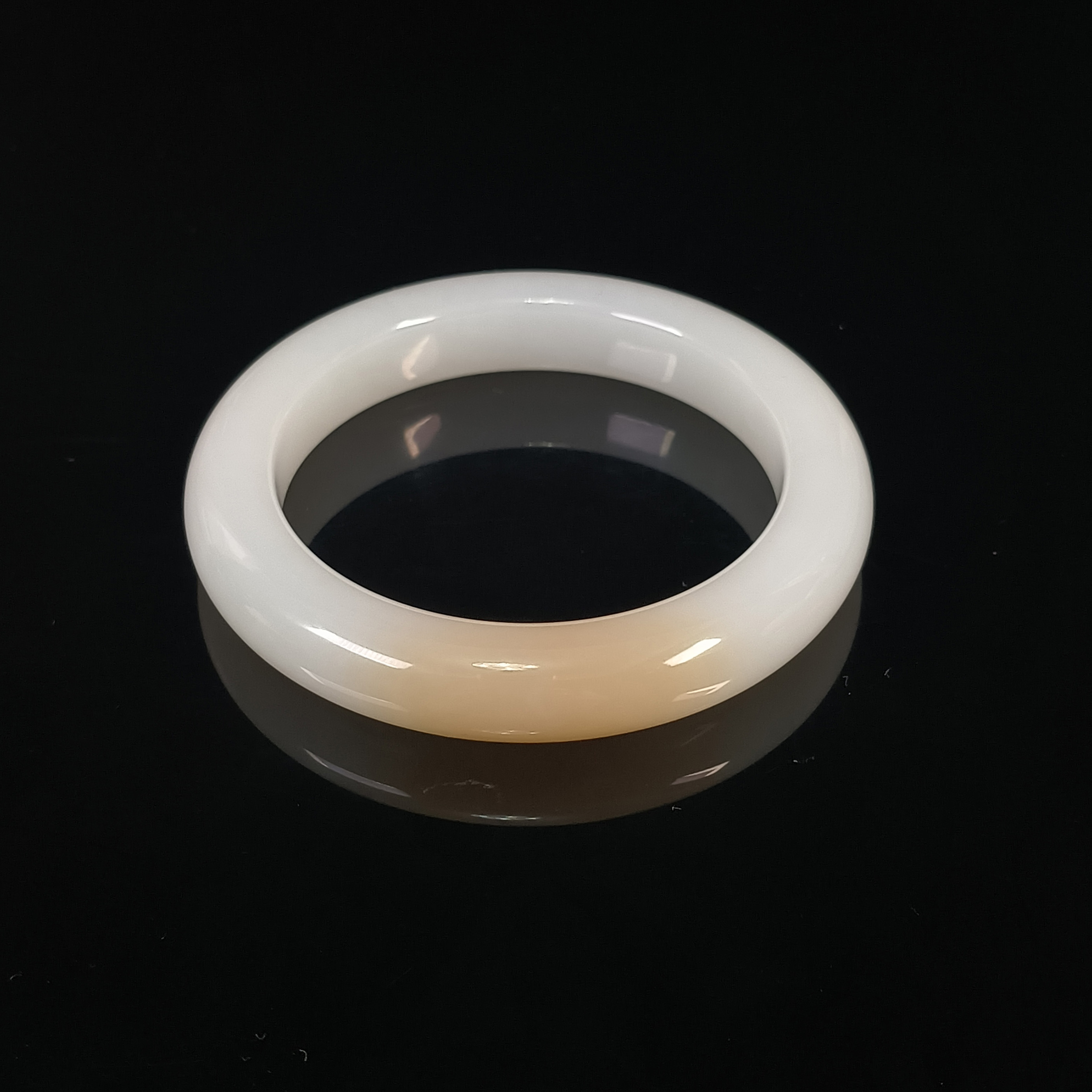 和田玉羊脂白玉手镯(带糖平安镯)内径58mm 25091700064