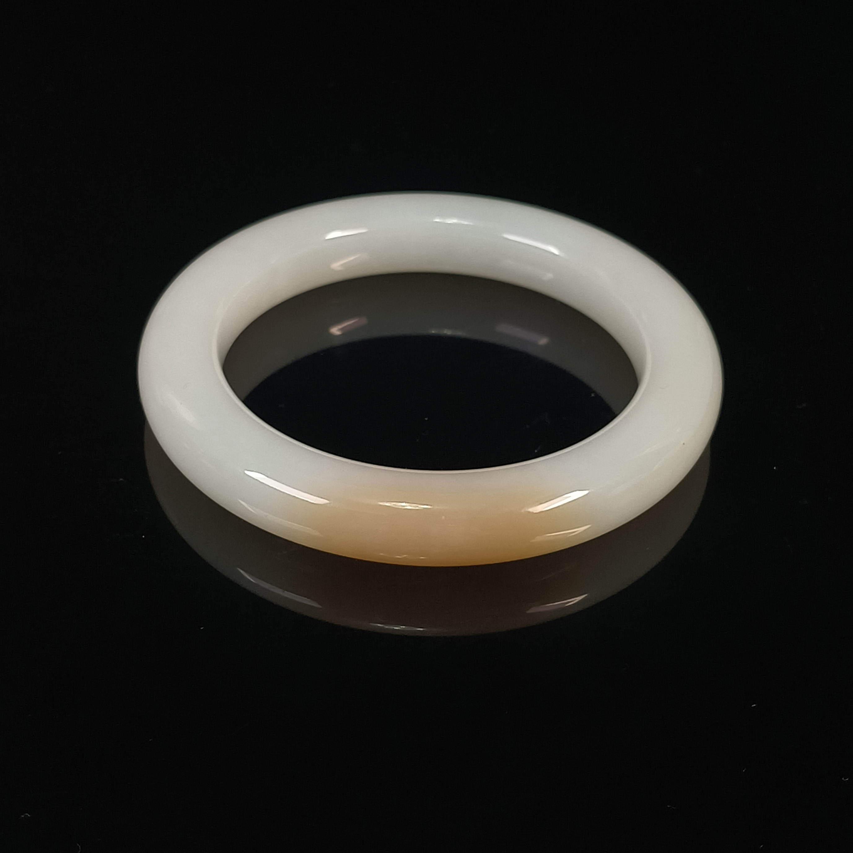 和田玉羊脂白玉手镯（带糖平安镯）内径57.4mm 25091700059