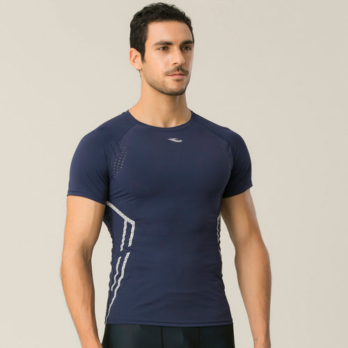 hosa浩沙男健身上衣高弹力紧身T恤跑步吸汗速干夏季短袖骑行反光