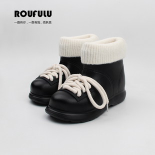 防水马丁靴女冬季新款外穿高级感炸街中筒靴子保暖加绒防滑雪地靴