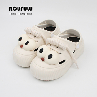 松糕跟少女卡通包头凉鞋 2024夏季 女外穿厚底防滑沙滩鞋 洞洞鞋 新款