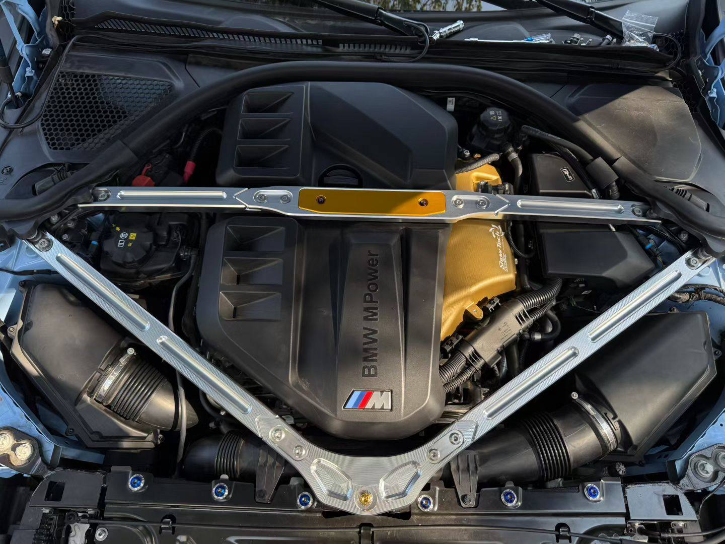 SnowTech引擎室铝合金拉杆适配宝马G80 G82 G87 M2 M3 M4 S58改装