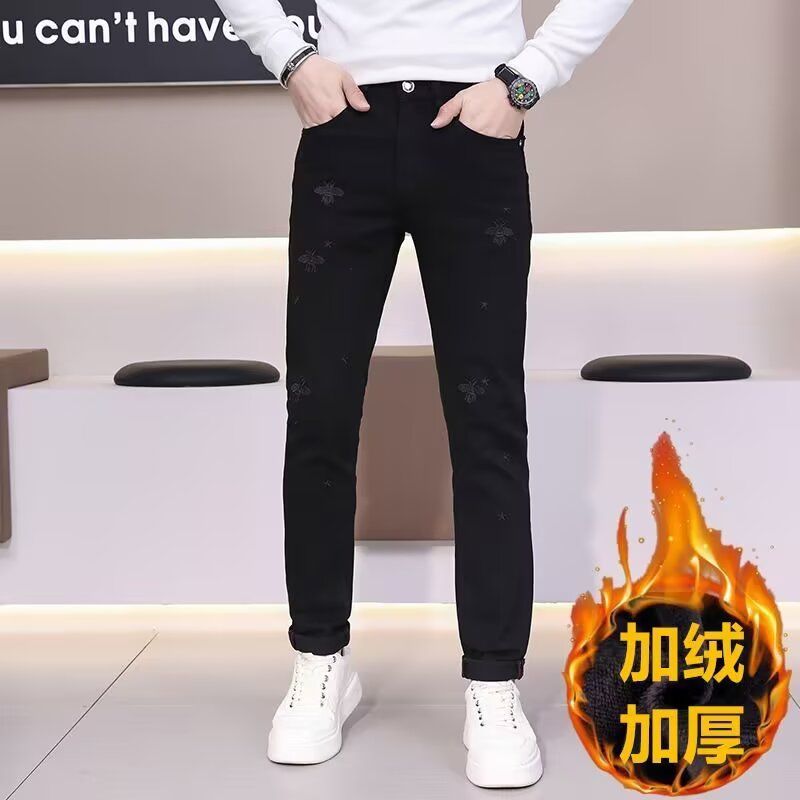 破洞牛仔裤男士九分裤刮烂磨破夏季修身潮流9分小脚乞丐黑色男裤