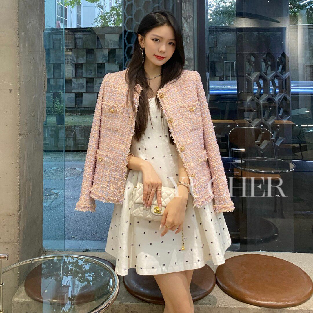 香芋紫 春季新款通勤风上衣 小众小个子小香风 女粉色名媛短外套