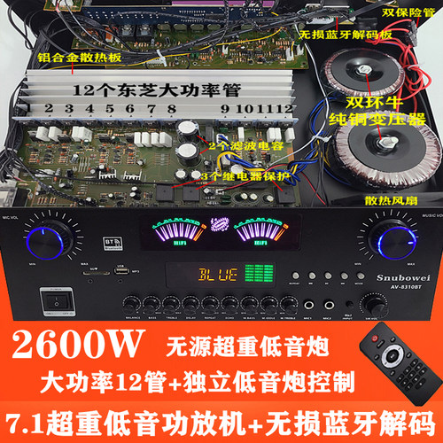 大功率12功率管功放机重低音炮