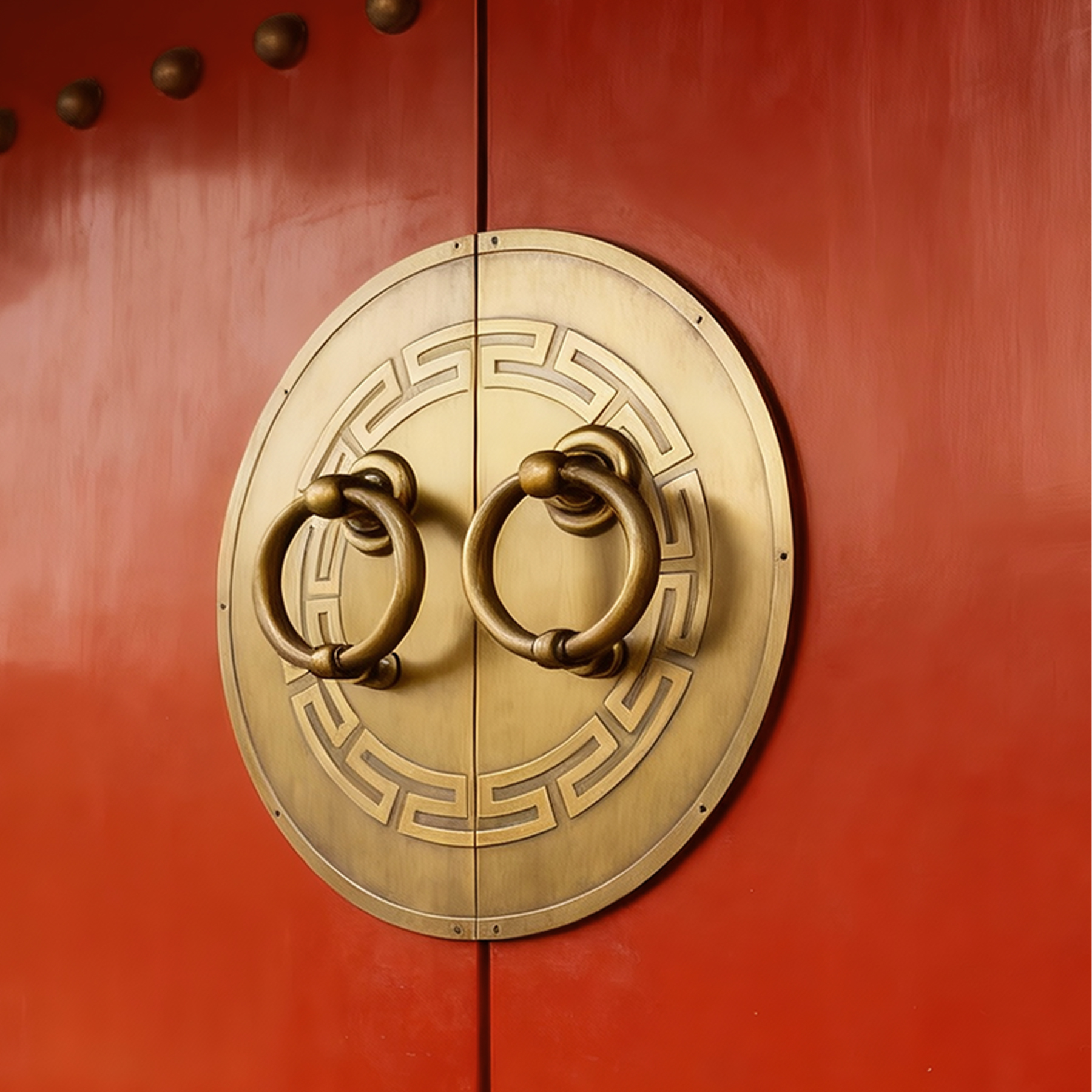 纯黄铜老式大门环拉手复古仿古中式门牌农村大门古代木门拉环配件