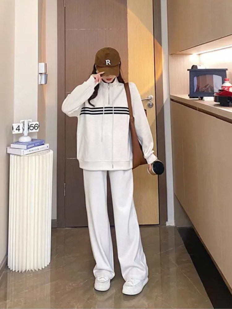 임부복 패셔너블한 봄 가을 스타일 패셔너블한 캐주얼 스웨트셔츠 서양식 투피스 세트 패셔너블하고 루즈하고 스포티한 임신 중 아우터