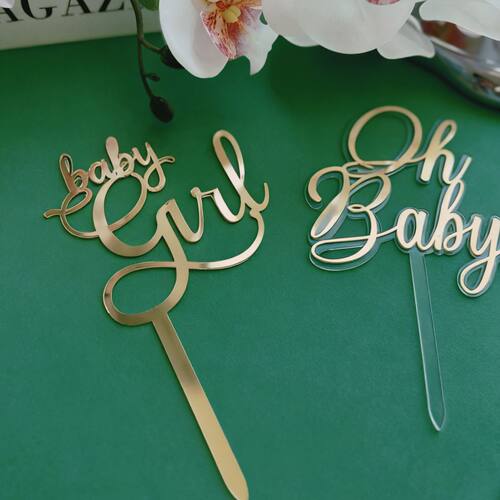 boy girl蛋糕装饰插牌 婴儿周岁派对用品 baby宝宝亚克力蛋糕插件
