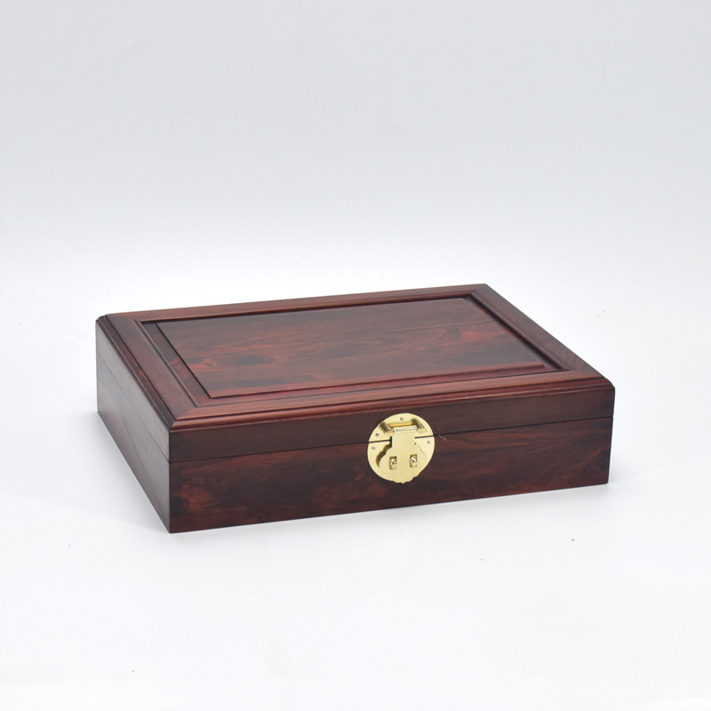 红酸枝收藏证书收纳盒长方形首饰盒饰品收纳盒实木中式结婚饰品盒