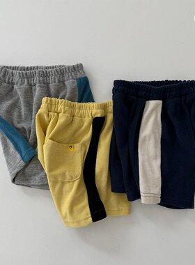 Gou韩国代购童装26夏男女中大童撞色拼接百搭休闲运动风短裤