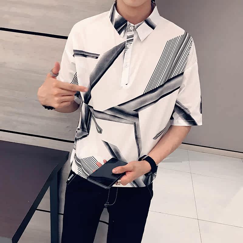 Net Red Same item leisure time Elbow sleeve shirt 19 summer new pattern fashion Metrosexual Sleeve shirt Easy Inch shirtin the Men's clothing, Shirt  category - from Buy2taobao.com to provide professional Taobao agent buy service