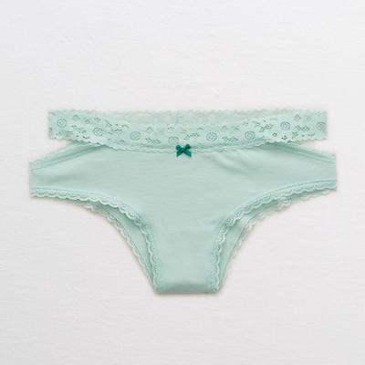 现货aerie全棉蕾丝边小三角内裤