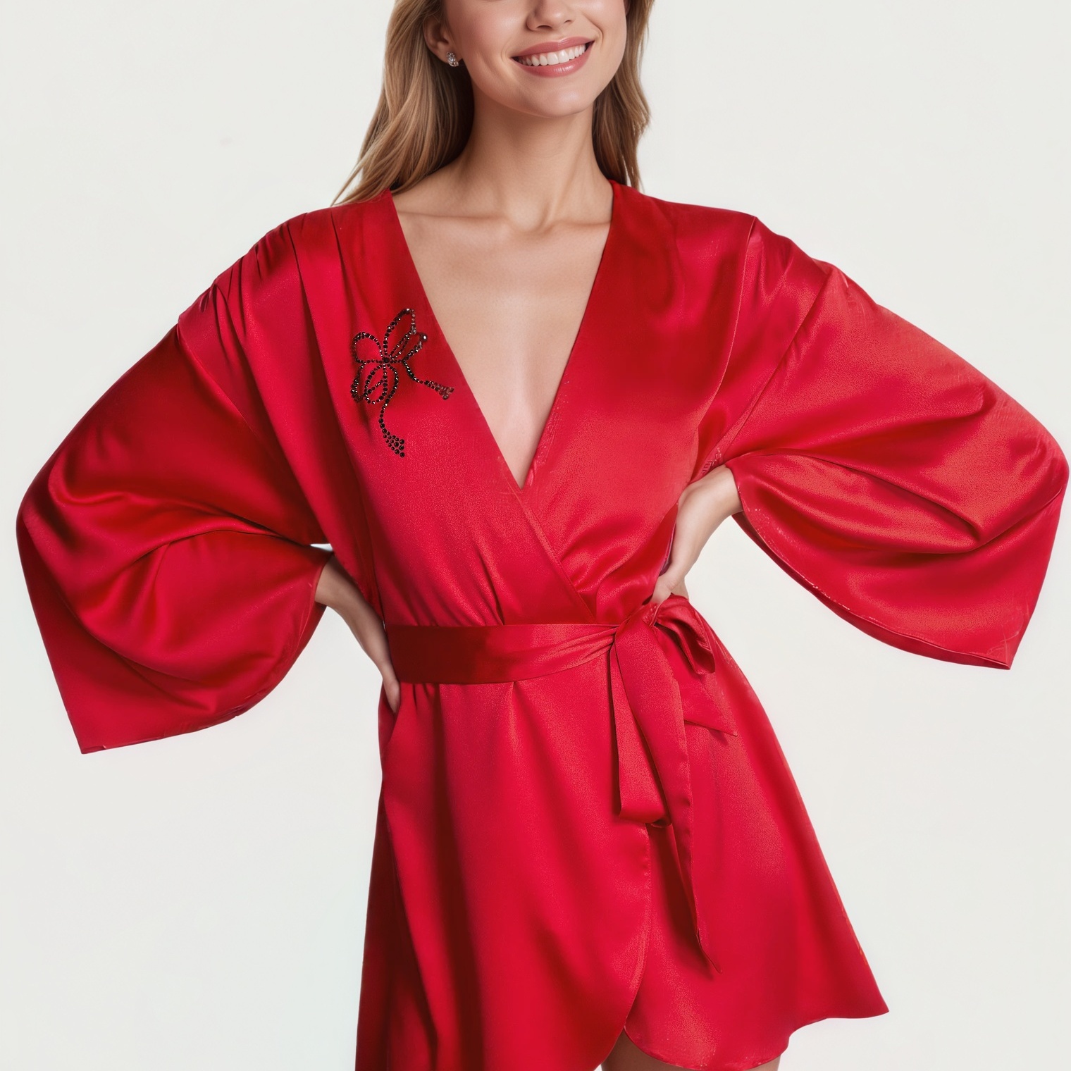 维多利亚的秘密宽松系腰短款睡袍