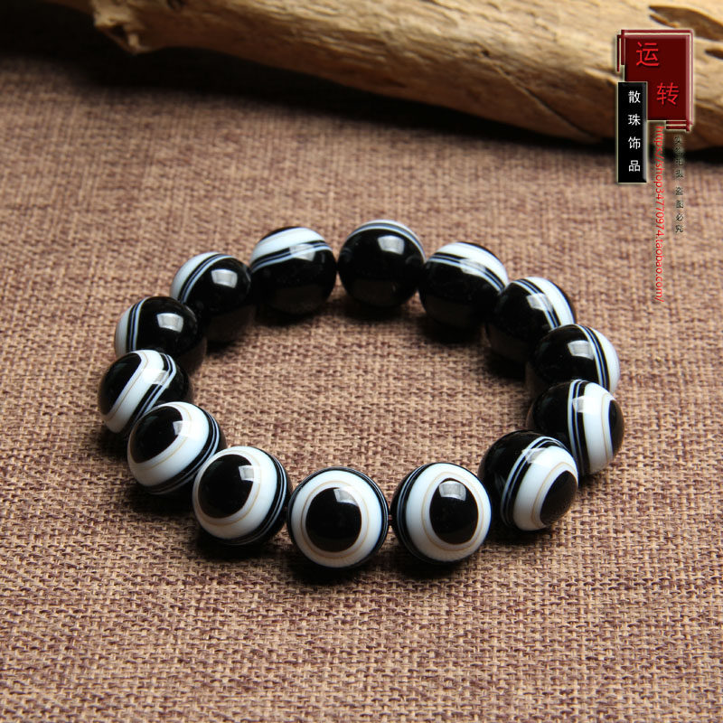 天然缠丝玛瑙圆珠天眼蚕丝手链 一线药师药师天珠  一图一物