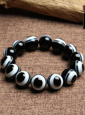 天然缠丝玛瑙圆珠天眼蚕丝手链 一线药师药师天珠  一图一物