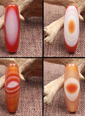 天然缠丝玛瑙桶珠勒子天眼一线一图一物散珠藏饰半宝石一物一图