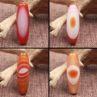 天然缠丝玛瑙桶珠勒子天眼一线一图一物散珠藏饰半宝石一物一图