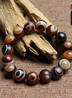 天然缠丝玛瑙天眼圆珠一图一物