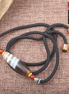 精品天然缠丝玛瑙挂件 磨砂玛瑙天眼DIY项链吊坠