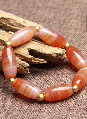 天然红缠丝玛瑙勒子朱砂手链