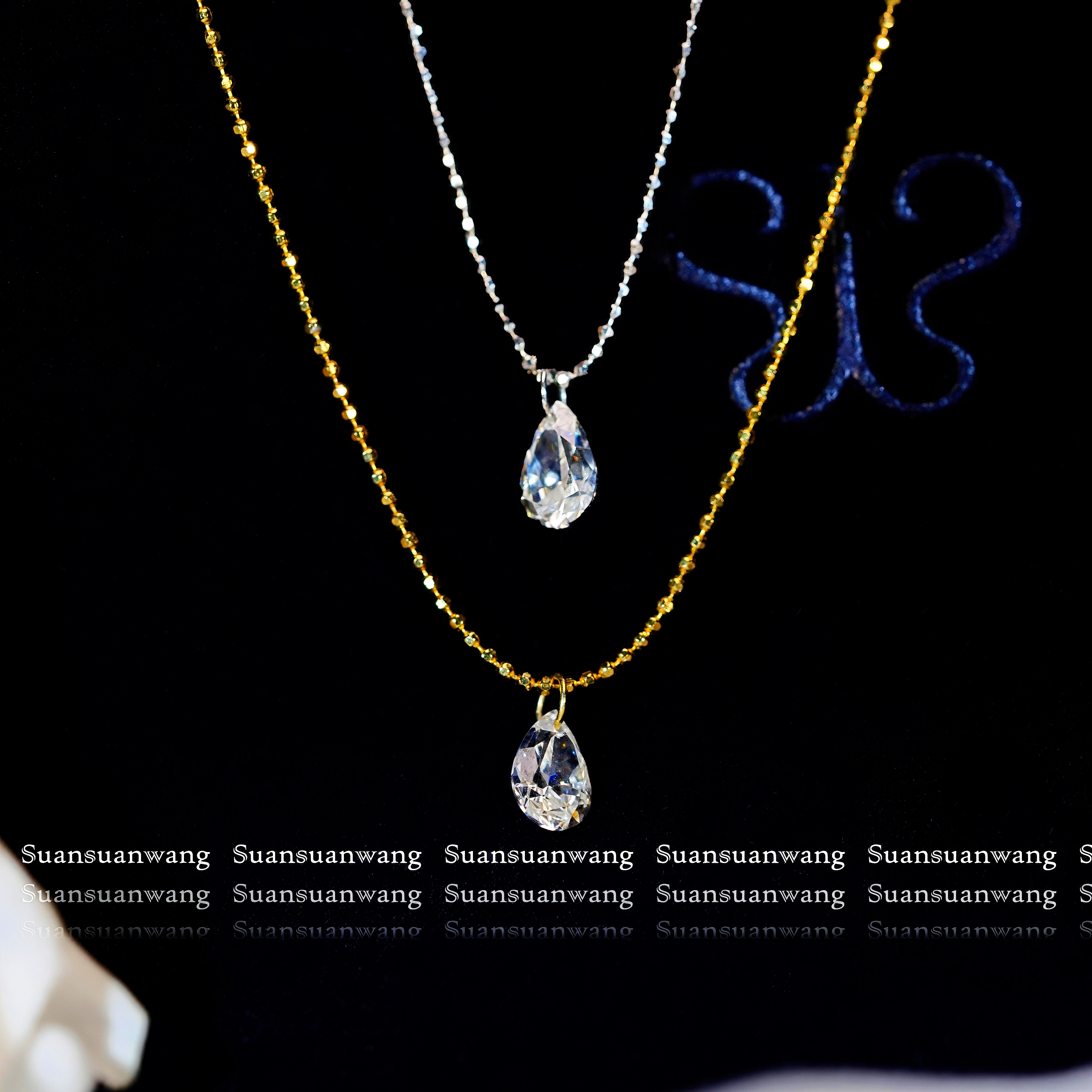 爆闪闪珠链！极简风choker激光穿孔钻可调节锁骨链节日礼物925银