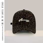 复古豹纹棒球帽女2025新款 加深大头围显脸小硬顶鸭舌帽子男春秋季