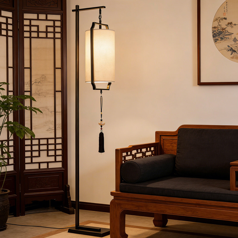 简约新中式客厅落地灯书房卧室床头酒店客房中国风台灯遥控灯具