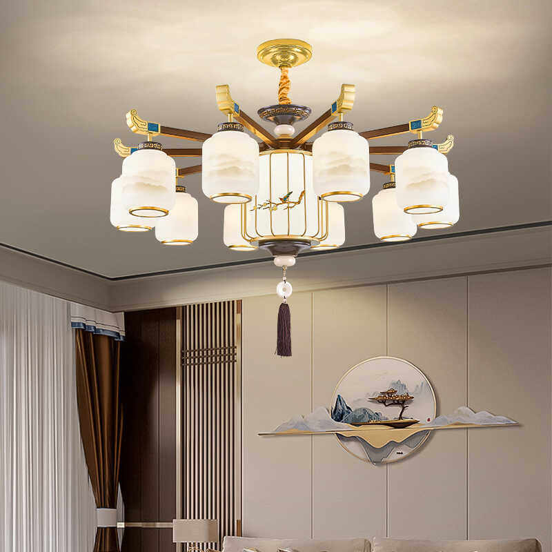 新中式中国风餐厅客厅吊灯大气卧室包间包房家用别墅灯笼子灯具,家装灯饰光源,客厅吊灯,淘宝优惠券,粉丝福利购,淘宝优惠卷