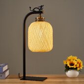 宋式 台灯藤艺书桌卧室茶室桌茶台中国风禅意古风氛围床头灯 新中式