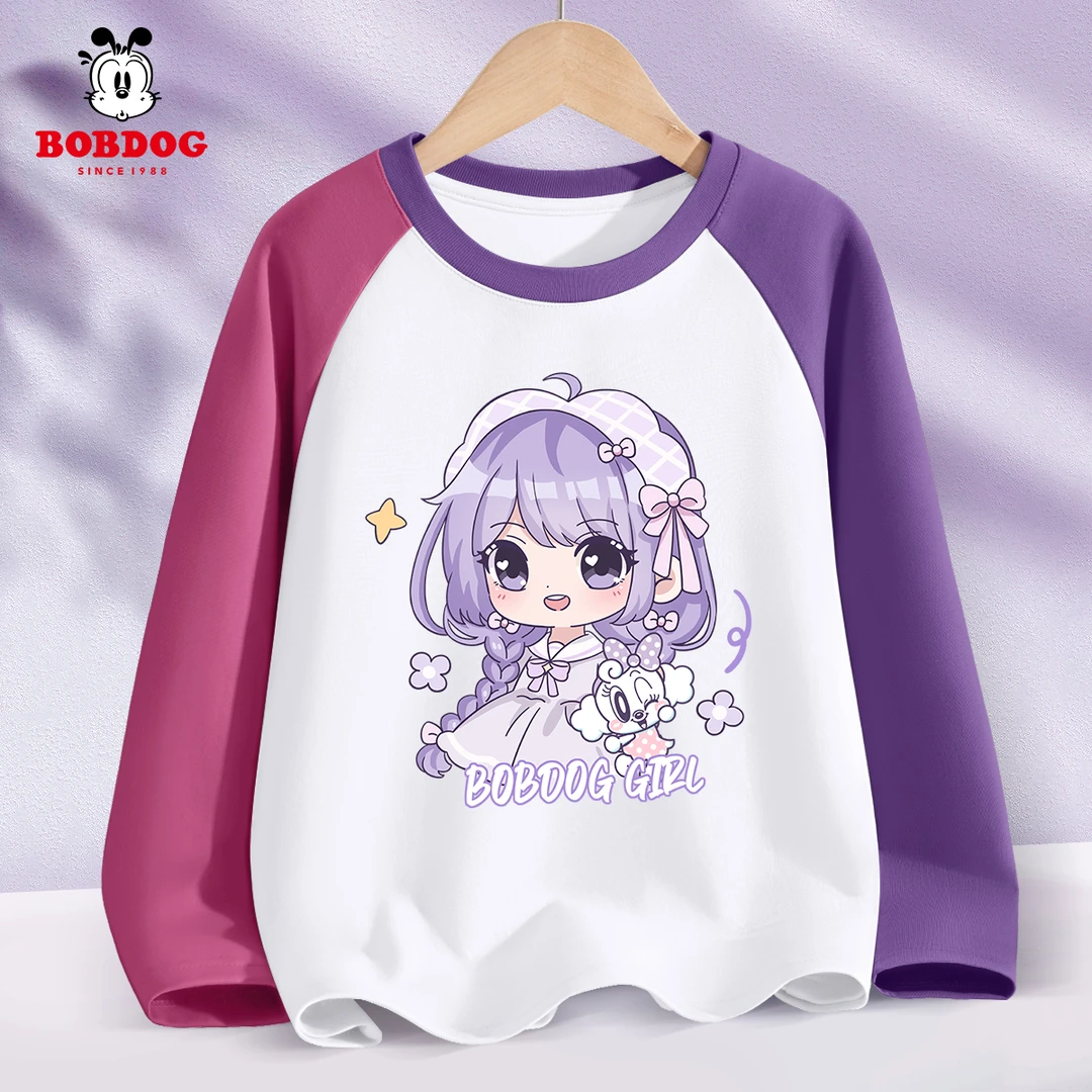 巴布豆童装女童2025新款衣服薄款儿童长袖t恤衫洋气女孩秋季衣服