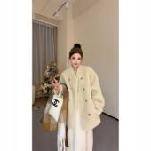 NN家秋冬女加厚双排扣麂皮绒羊毛羊羔毛皮毛一体环保皮草外套