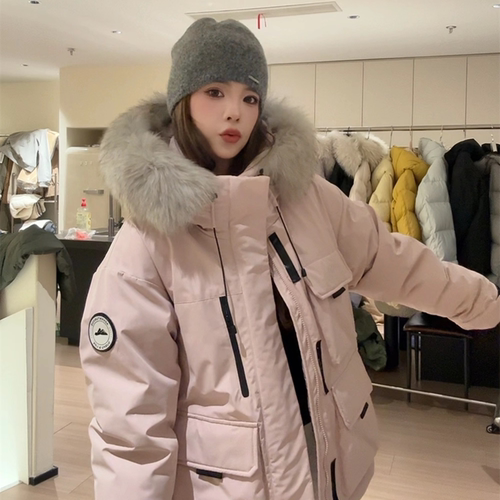 秋冬加厚女连帽冲锋衣羽绒服