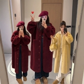 NN家秋冬加厚款 圆领V领麂皮绒羊羔毛仿皮毛一体环保皮草外套3302