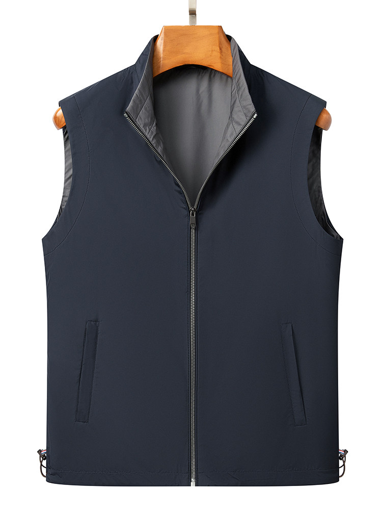PIERRE CARDIN AUTUMN NEW VEST HIGH-END MENS JACKET DAD VERSATILE VEST STAND COLLAR HORSE CLIP CASUAL SHOULDER