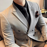 24秋季新西装套装修身休闲商务大码双排西服男士礼服SJT9890-P265，男装西服套装，电商A311