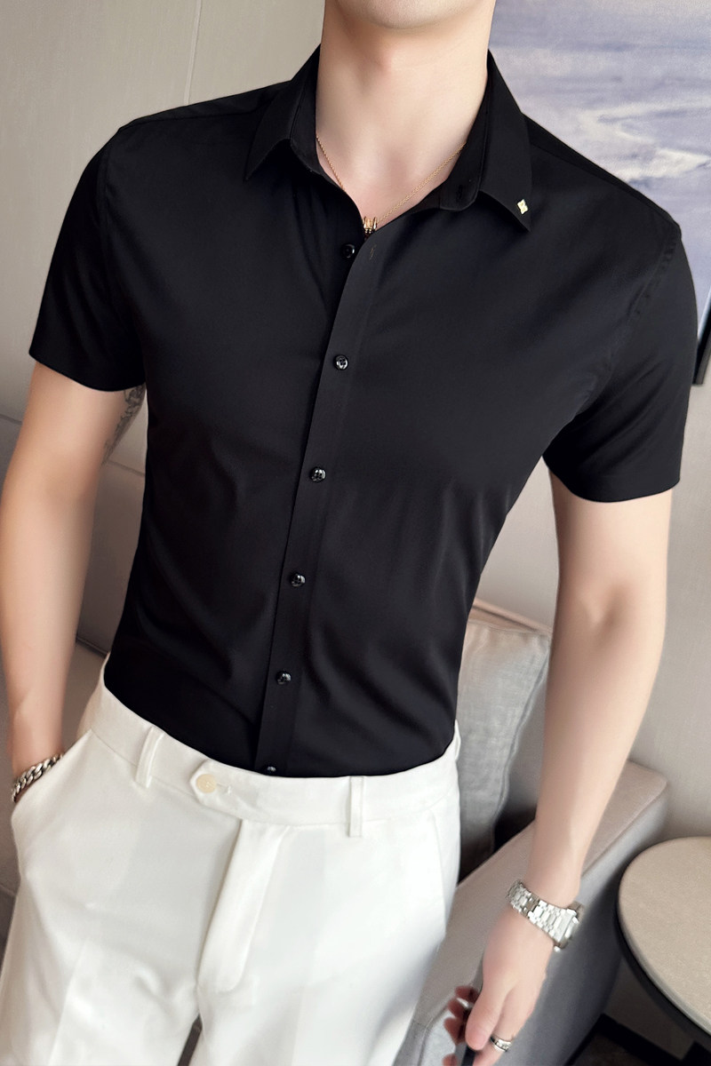 2025夏季新款衬衫男士短袖修身休闲衬衣百搭上衣男A311-CS830-P68,男装T恤,电商A311