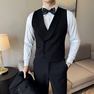 绵羊毛纯色翻领马夹套24男马甲套工作服职业装A311-MJT9998-P145图片