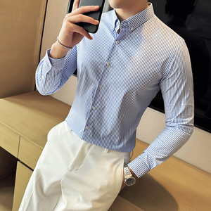 格子长袖衬衫男2025新款高级感修身潮流男装A311-CCSC2405-P58图片