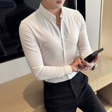 2025青年条纹衬衫男长袖修身商务休闲衬衣A311-CSC2106-P58，男装衬衫，电商A311
