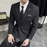 灰墙景2025春季套装修身休闲商务大码西服A311-SJT9001-P285，男装西服，电商A311