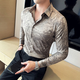 2025春秋季青年印花衬衫男长袖商务休闲衬衣A311-CSZ7703-P63，男装衬衫，电商A311